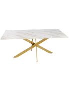 Table à manger 6 personnes Naelle en Verre blanche - 180x90x75 cm