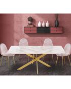 Table à manger 6 personnes Naelle en Verre blanche - 180x90x75 cm