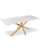 Table à manger 6 personnes Naelle en Verre blanche - 180x90x75 cm