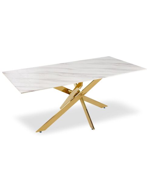 Table à manger 6 personnes Naelle en Verre blanche - 180x90x75 cm