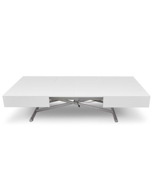 Table basse relevable Sundance blanc laqué - 120-155-190x80x40/75 cm