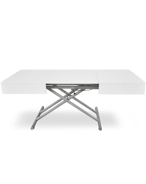 Table basse relevable Sundance blanc laqué - 120-155-190x80x40/75 cm