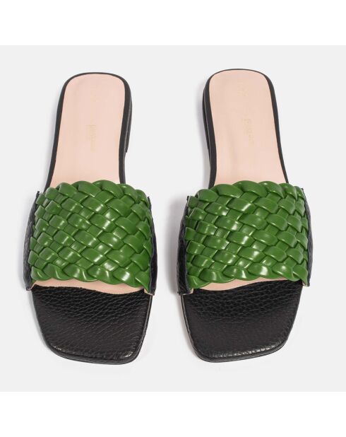 Set Me Free groene leren muiltjes