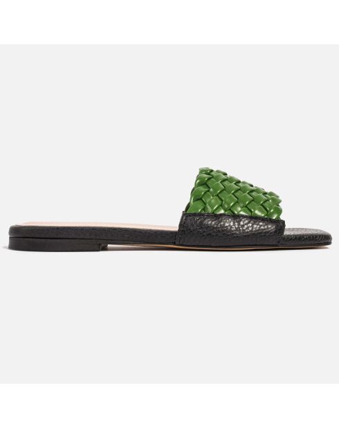 Set Me Free groene leren muiltjes