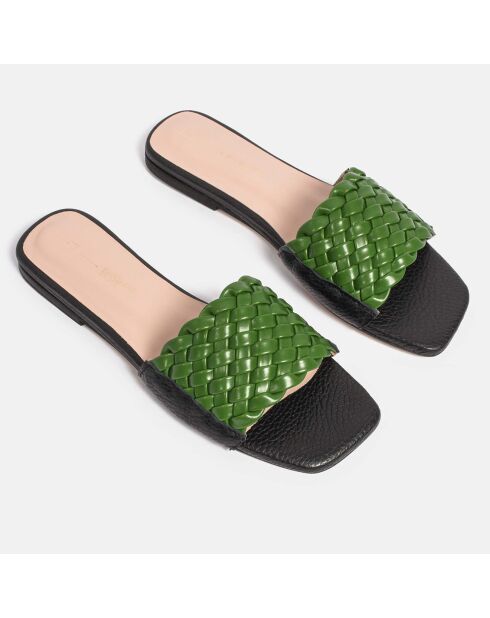 Set Me Free groene leren muiltjes