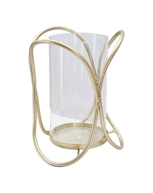 Portavelas Glox de metal dorado - D.16x21.5 cm
