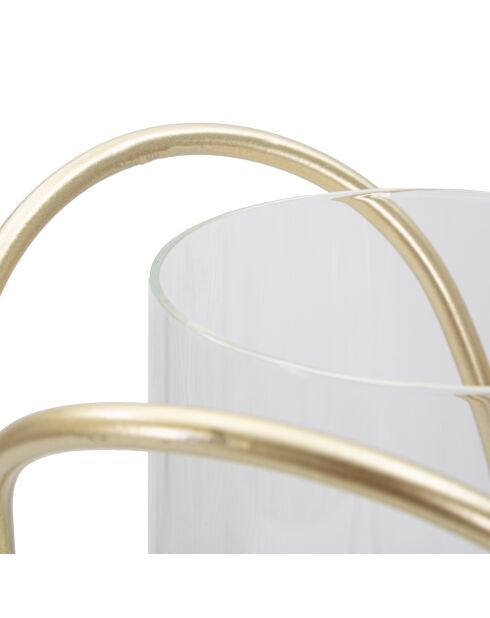 Portavelas Glox de metal dorado - D.16x21.5 cm