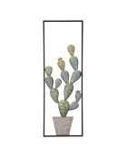 Panneau mural en fer avec cadre en forme de cactus vert/bleu - 31x2.5x90 cm