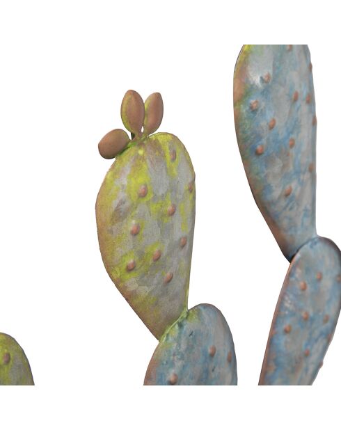 Panneau mural en fer avec cadre en forme de cactus vert/bleu - 31x2.5x90 cm