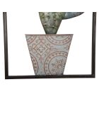 Panneau mural en fer avec cadre en forme de cactus vert/bleu - 31x2.5x90 cm