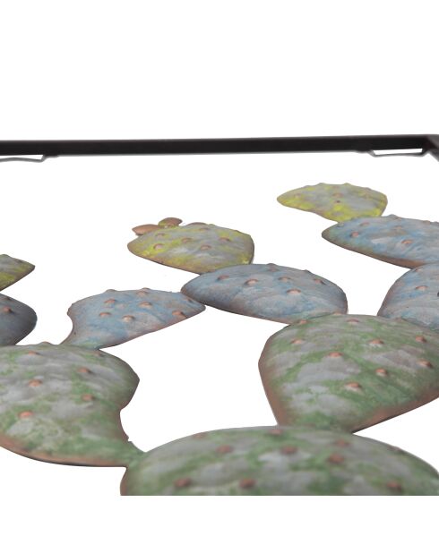 Wandpaneel aus Eisen mit grün/blauem Kaktusrahmen - 31x2,5x90 cm