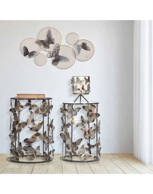 Panneau mural en fer Butterfly multicolore - 66x5x38 cm