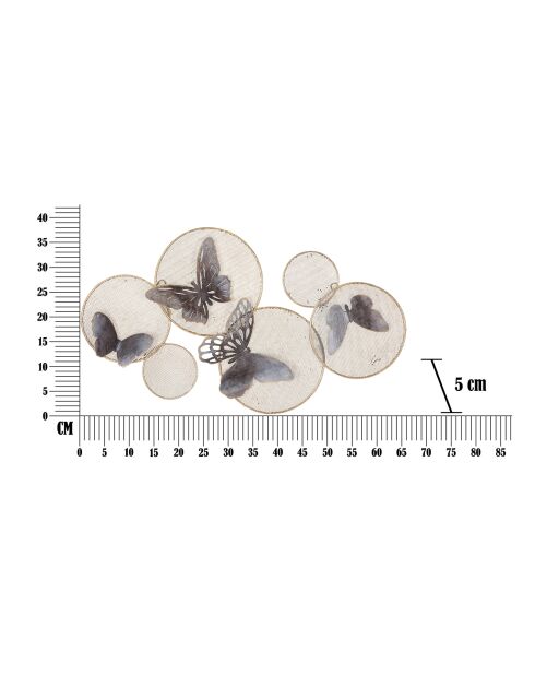 Panneau mural en fer Butterfly multicolore - 66x5x38 cm