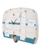 Horloge murale Roulotte blanc/bleu - 79x3.5x46.5 cm