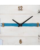Horloge murale Roulotte blanc/bleu - 79x3.5x46.5 cm
