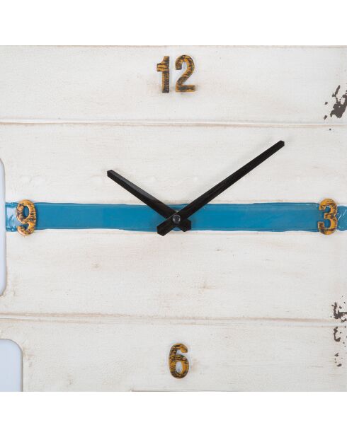 Horloge murale Roulotte blanc/bleu - 79x3.5x46.5 cm
