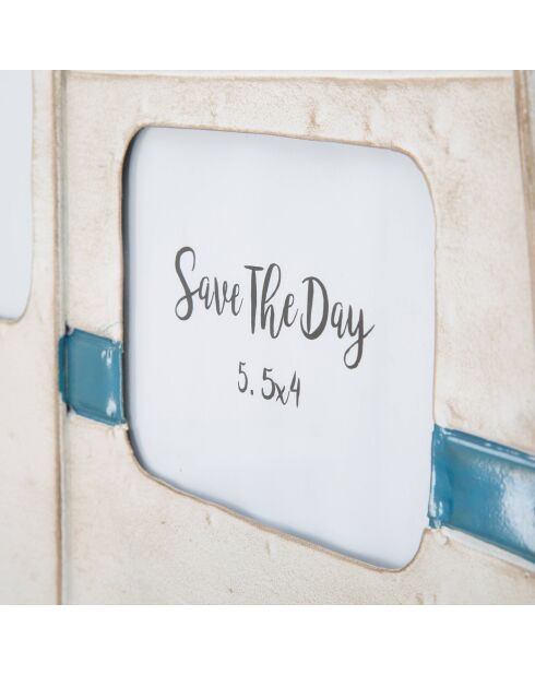 Horloge murale Roulotte blanc/bleu - 79x3.5x46.5 cm