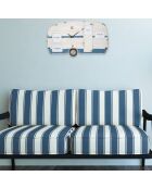 Horloge murale Roulotte blanc/bleu - 79x3.5x46.5 cm