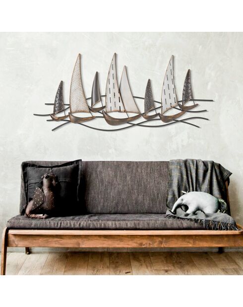 Panneau mural en fer Regata multicolore - 100x3x44 cm