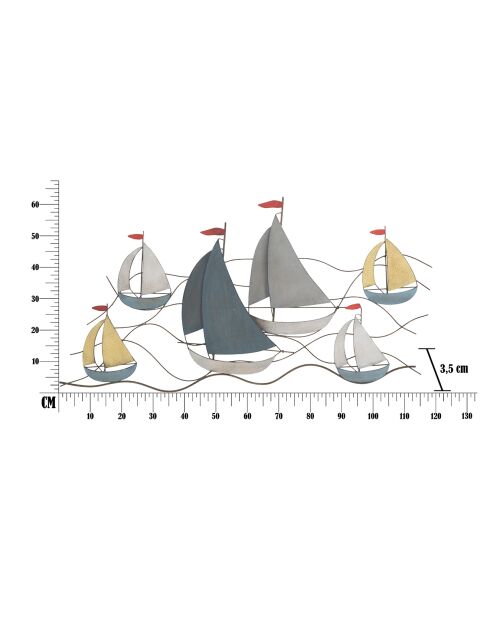 Panneau mural en fer Sea multicolore - 114.5x3.5x62.5 cm