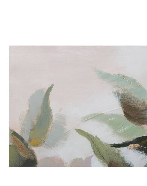 Veelkleurig canvasschilderij met bloemen en bladeren - 100x3,7x80 cm