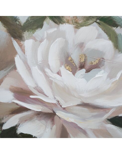 Veelkleurig canvasschilderij met bloemen en bladeren - 100x3,7x80 cm