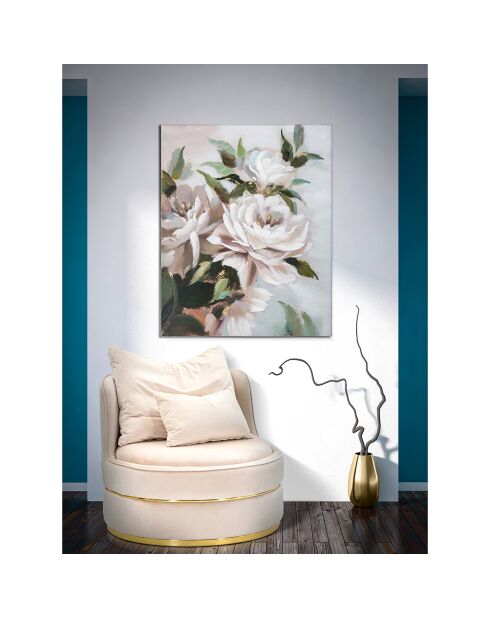 Veelkleurig canvasschilderij met bloemen en bladeren - 100x3,7x80 cm