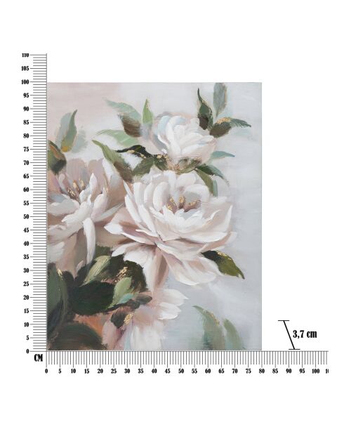 Veelkleurig canvasschilderij met bloemen en bladeren - 100x3,7x80 cm