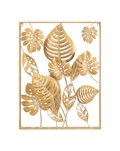 Panneau mural en fer Jungle doré - 60x80X6.5 cm