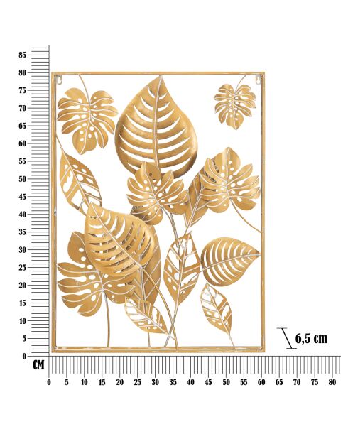 Panneau mural en fer Jungle doré - 60x80X6.5 cm