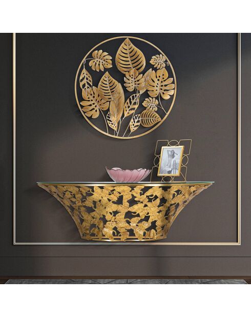 Panneau mural en fer Jungle doré - D.80x6.5 cm