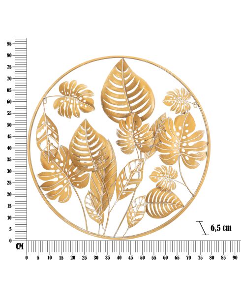 Panneau mural en fer Jungle doré - D.80x6.5 cm