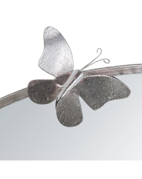 Specchio rotondo a farfalla argentato - 91x3x94 cm