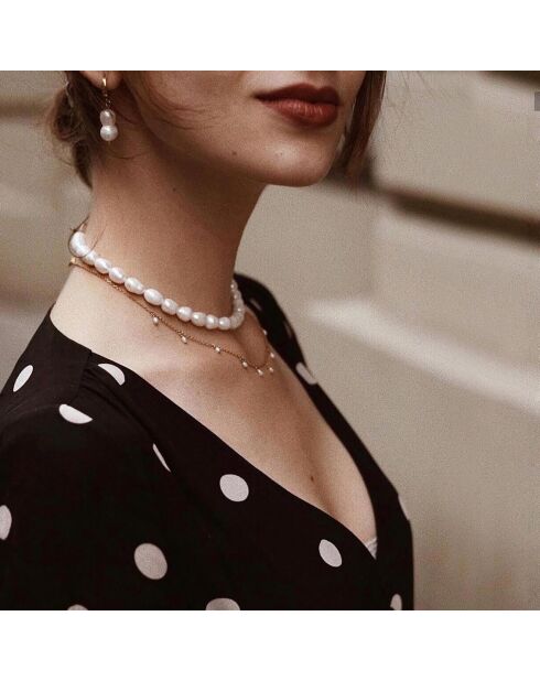 Halskette Diana, vergoldet, mit Süßwasserperlen