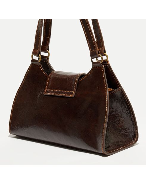 Sac porté épaule en Cuir Alina marron foncé - 32.5x19x9 cm