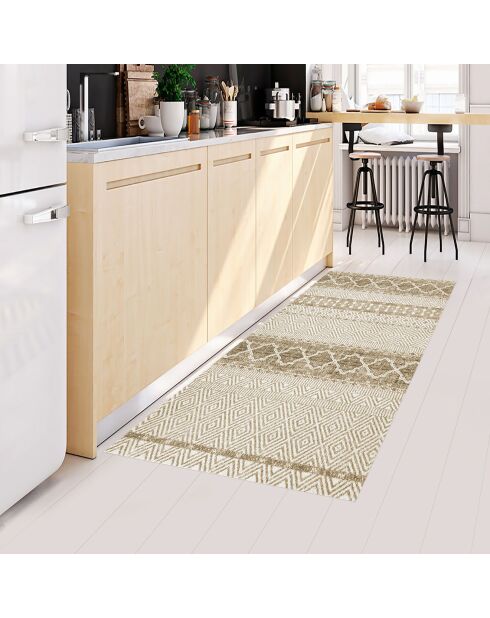 Tapis vinyle Marrakech beige - 66x150 cm