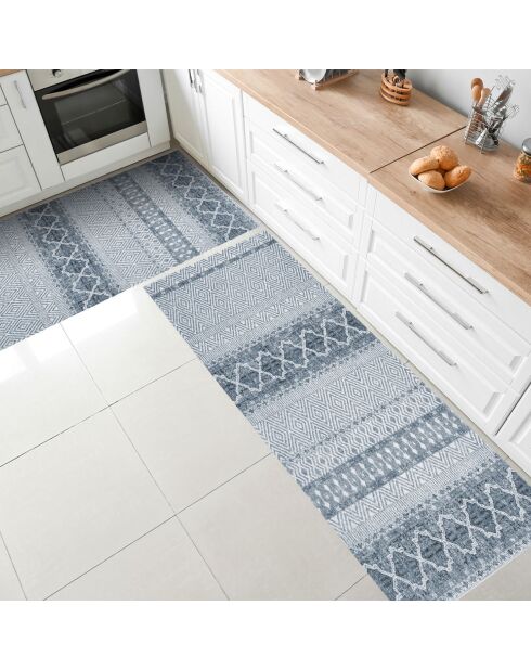 Tapis vinyle Marrakech bleu - 66x180 cm