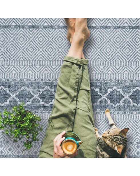 Tapis vinyle Marrakech bleu - 66x180 cm