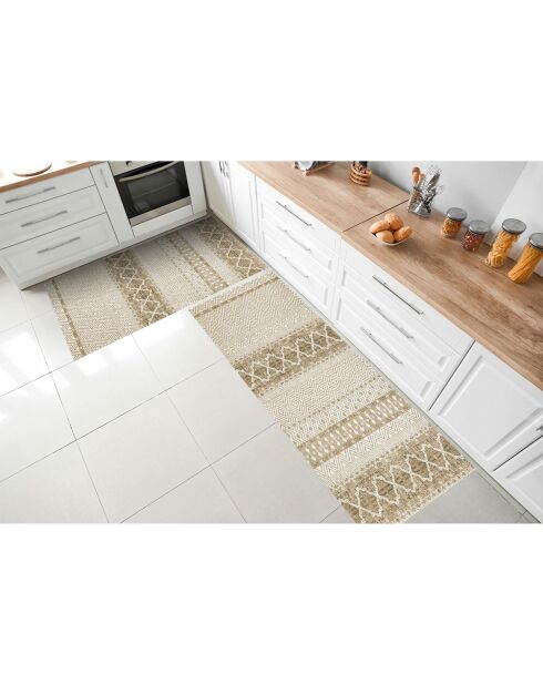 Tapis vinyle Marrakech beige - 66x180 cm