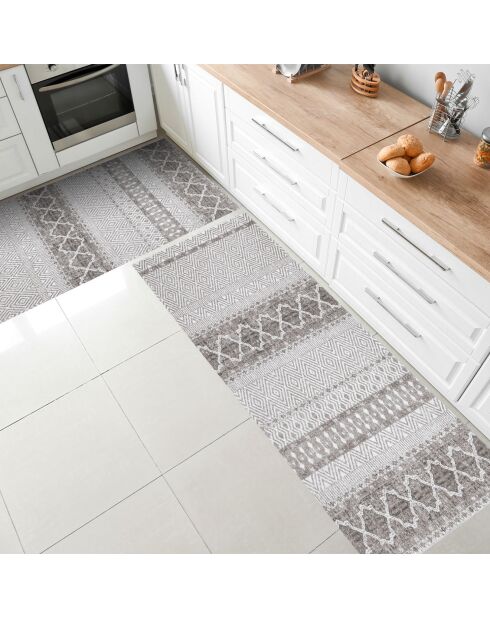 Tapis vinyle Marrakech gris - 66x180 cm