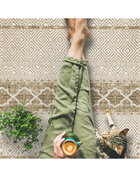 Tapis vinyle Marrakech beige - 133x200 cm