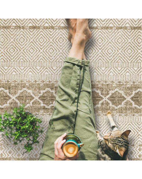 Tapis vinyle Marrakech beige - 200x266 cm