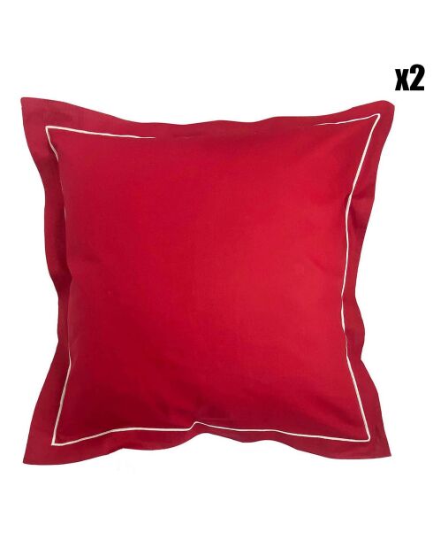 2 Taies d'oreiller volant plat rouges