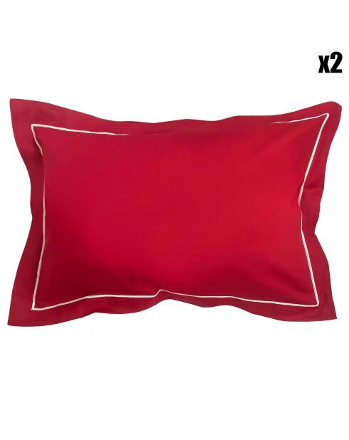 2 Taies d'oreiller volant plat rouges