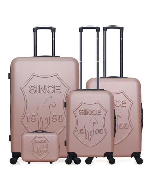 3 Koffer + Vanity 4 Einzelräder Damon-C 30/55/65/75 cm roségold