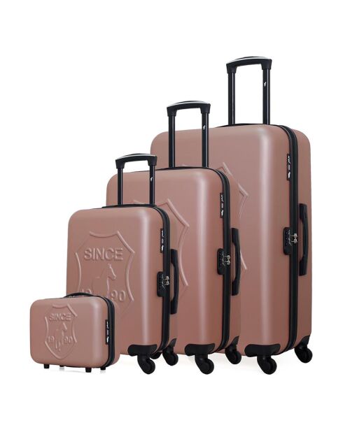 3 Koffer + Vanity 4 Einzelräder Damon-C 30/55/65/75 cm roségold
