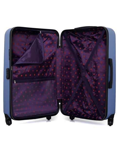 Agata 75 cm blauwe Long Stay koffer met 4 wielen en enkele wielen