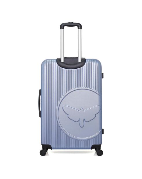 Agata 65 cm blauwe koffer met 4 wielen en enkele wielen voor medium stay