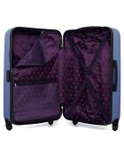 Agata 65 cm blauwe koffer met 4 wielen en enkele wielen voor medium stay