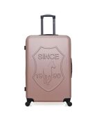 Valise Moyen Séjour 4 roues simples Damon 65 cm rose doré